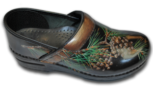 Hand Painted Fall Pinecone & Pine Needles Clogs