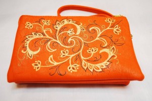 Custom Hand Painted Orange Design Purse