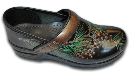 Hand Painted Fall Pinecone & Pine Needles Clogs