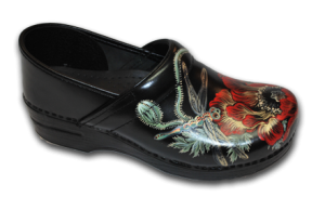 Hand Painted Dragonfly & Red Poppy Clogs