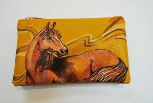 Custom Hand Painted Orange Horse Purse