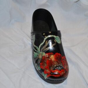 LIMITED EDITION DANSKO PROFESSIONAL HAND PAINTED CLOG - DRAGON FLY/RED POPPY