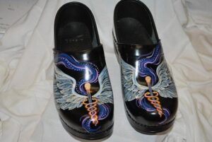 LIMITED EDITION DANSKO HAND PAINTED PROFESSIONAL CLOG - MEDICAL WINGS