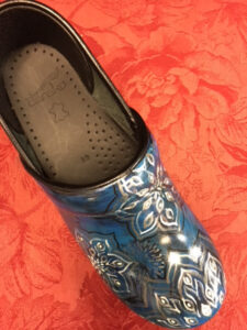 LIMITED EDITION DANSKO HAND PAINTED PROFESSIONAL CLOG: BLUE ROSEMALING