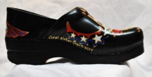 LIMITED EDITION DANSKO HAND PAINTED CLOGS ONE OF A KIND SUPER NURSE - RN